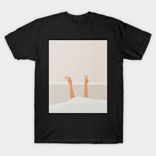 Morning cup of coffee, Hands, Bed T-Shirt